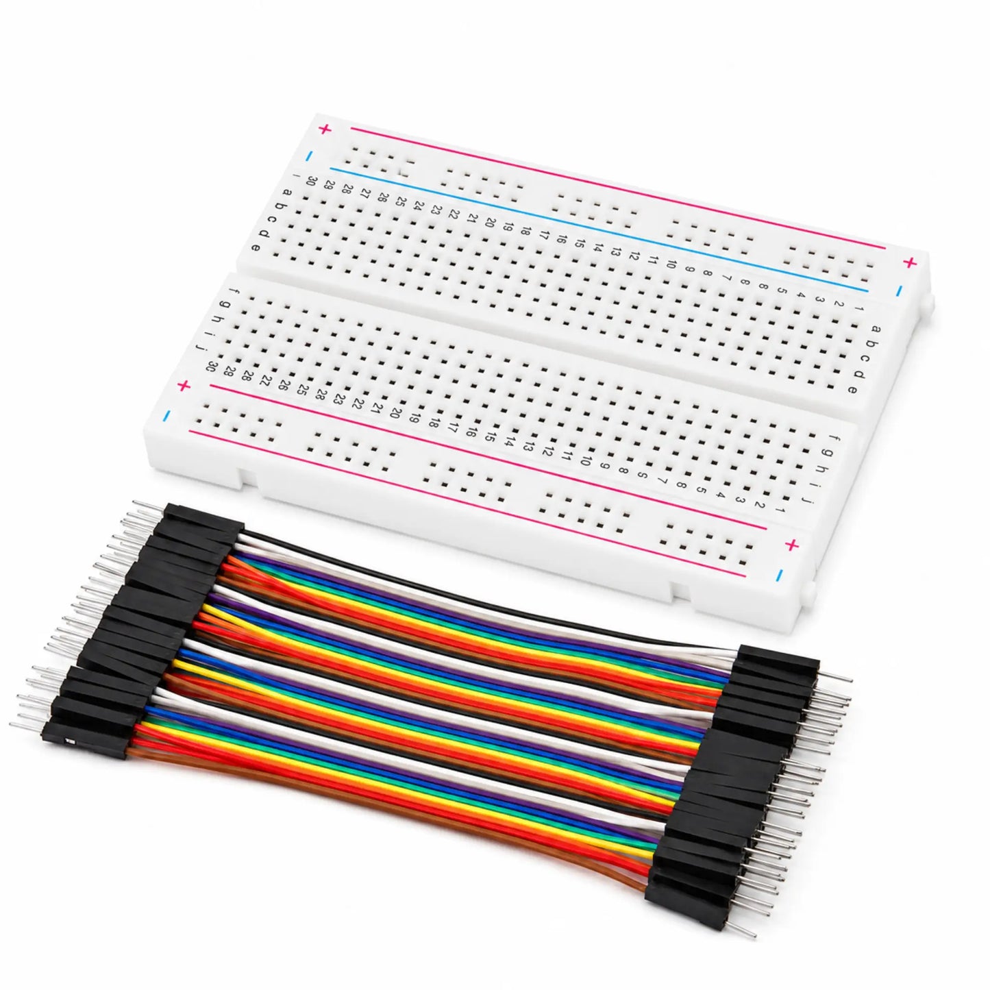 Breadboard 400 Kontakte + 40x Dupont Jumper Kabel Set – Prototyping Set für Arduino & Raspberry Pi