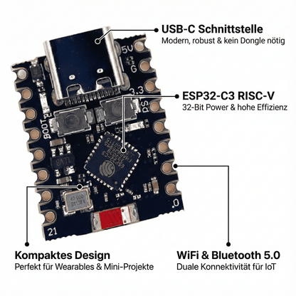 ESP32-C3 Mini Development Board – Wi-Fi & Bluetooth LE 5.0 – kompatibel mit Arduino & ESPHome